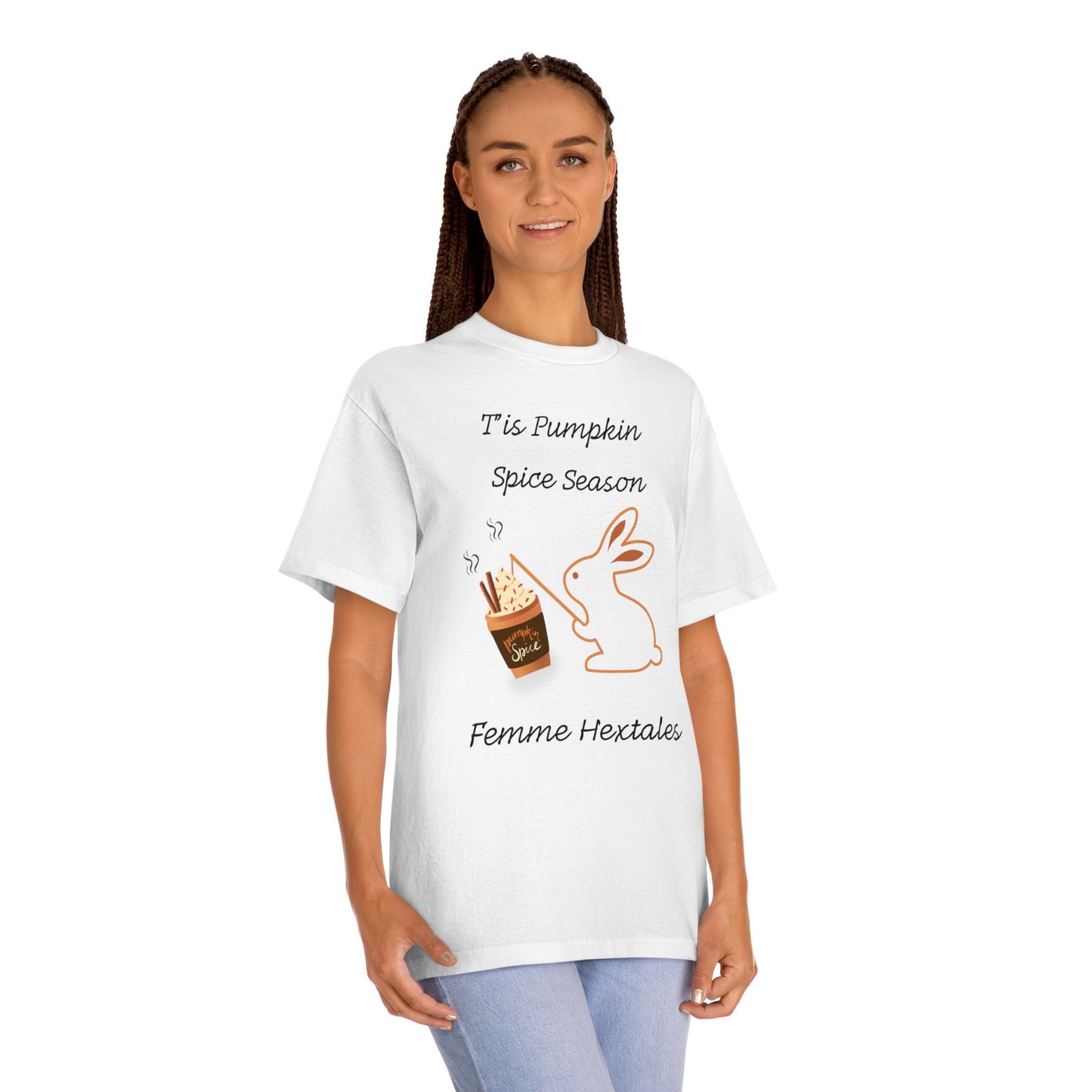 Pumpkin Spice Season Bunny Shirt – Cute Fall Coffee Graphic Tee | Femme Hextales