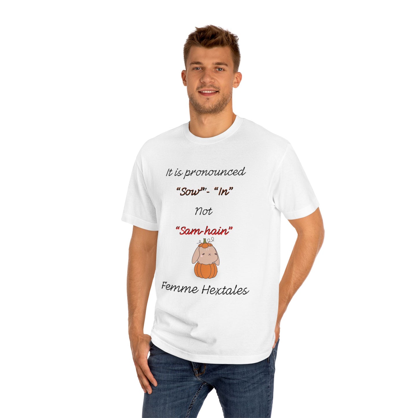 Samhain Pronunciation T-Shirt – “Sow-in” Not “Sam-hain” | Witchy Halloween Tee by Femme Hextales